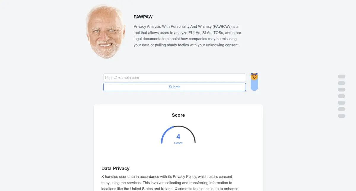 PAWPAW (Privacy Analysis With Personality And Whimsy)